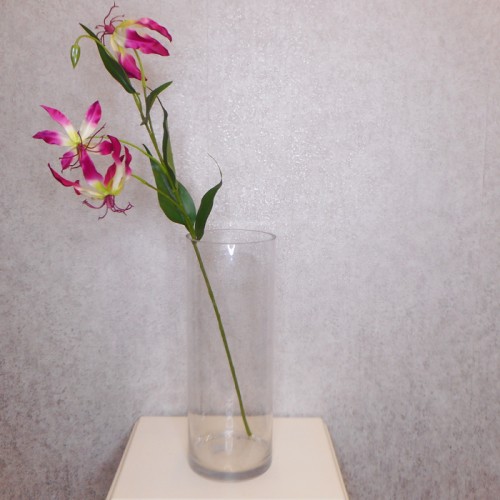 Artificial Gloriosa Flame Lily Pink and White 80cm Artificial Flowers